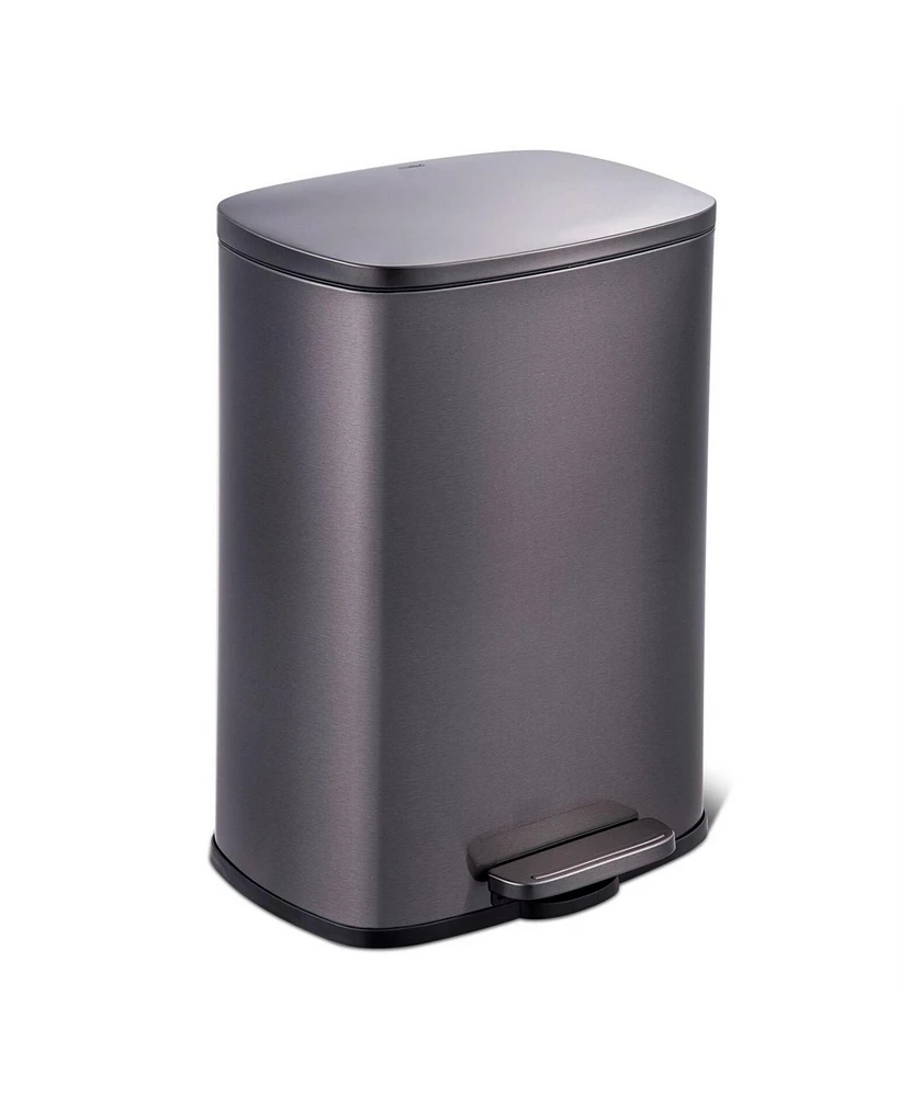 Slickblue 13 Gallon Stainless Steel Kitchen Trash Can with Step Open Lid