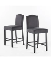 The Pop Home Set of 2, 27" Upholstered Counter Height Barstools with Nailhead Trim-The Pop Home