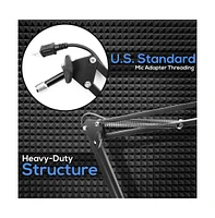 Pyle Adjustable Scissor Arm Microphone Stand with Usb Cable, Shock Mount, and Desk Clamp