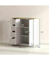 Homcom Bathroom Floor Cabinet with Adjustable Shelf and Drawers,