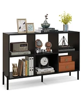 Gouun Open-Back Bookshelf with Drawer for Study
