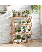 Gouun 4-Tier Foldable Bamboo Shoe Rack with Slatted Shelves