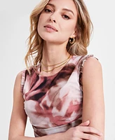 Bar Iii Women's Sleeveless Watercolor Mesh Top, Exclusively at Macy's