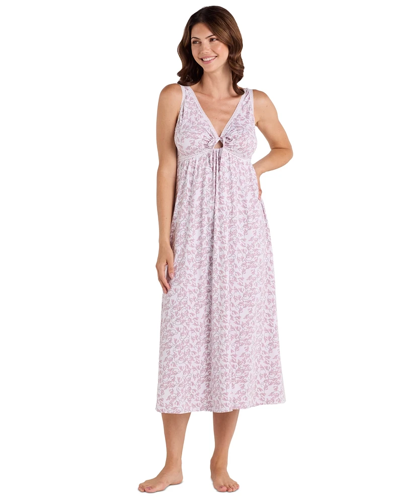 Miss Elaine Women's Sleeveless Printed Long Gown
