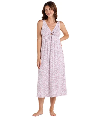 Miss Elaine Women's Sleeveless Printed Long Gown