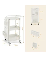 Gouun 3-Tier Utility Storage Cart with Diy Pegboard Baskets