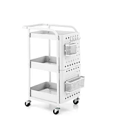 Gouun 3-Tier Utility Storage Cart with Diy Pegboard Baskets