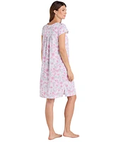 Miss Elaine Women's Short-Sleeve Printed Short Gown