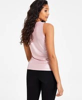 Bar Iii Women's Sleeveless Crewneck Foil Top, Exclusively at Macy's