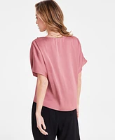 Bar Iii Women's Satin V-Neck Blouse, Exclusively at Macy's