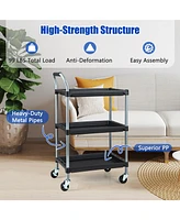 Gouun 3 Layer Tool Cart with Pp Shelves Sponged Handle and Swivel Wheel