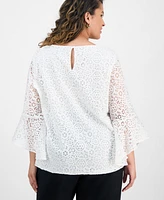 Kasper Plus Lace Bell-Sleeve Blouse