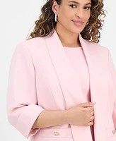 Kasper Plus 3/4-Sleeve Open-Front Blazer