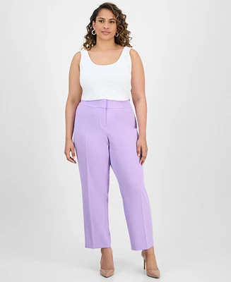 Kasper Plus Size Stretch-Crepe Straight-Fit Suit Pants