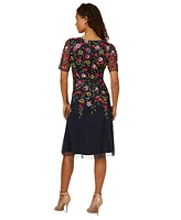 Adrianna Papell Women's Embellished Mesh Midi Dress