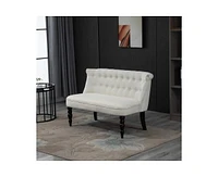 Slickblue 2-Seater Button Tufted Loveseat with Wooden Legs - Modern Sofa for Living Room