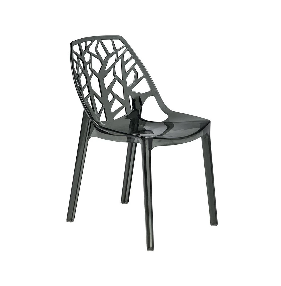 LeisureMod Cornelia Modern Spring Cut-Out Tree Design Stackable Dining Chair