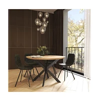 LeisureMod Markley Modern Leather Dining Chair With Metal Legs