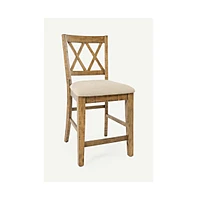 Jofran Telluride Rustic Farmhouse Solid Wood Upholstered Counter Stool (Set of 2