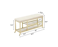 gaomon Shoe Rack Bench, 2 Tier Sturdy Shoe Storage Bench with Metal Mesh, Entryway Bench with Padded Seat, Space-Saving, Modern Style