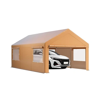 gaomon Heavy Duty Carport, 10x20FT Portable Garage Outdoor Car Canopy with Galvanized Frame Anti-Snow Portable Carport for Car, Bike, Boat-Yellow