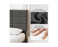gaomon Full Bed Frame, Linen Upholstered Platform Full Bed Frame with Height Adjustable Headboard
