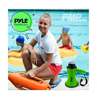 Pyle 30-Watt Portable Megaphone with Siren, Adjustable Volume, Lightweight, Battery Operated Green Bullhorn