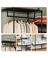 gaomon CuisinSmart Clothing Racks for Hanging Clothes, Metal Clothes Hanging Rack with 8 Adjustable Shelves & 4 Hanging Rods, Freestanding Wardrobe Cl
