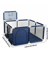 Comomy Baby Playpen Outdoor Indoor Play Yard 7 Panel Safety for Infant Toddler with Basketball Hoop