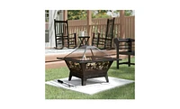 Slickblue Outdoor Wood Burning Fire Pit - Sturdy and Stylish Backyard Fireplace for Warmth