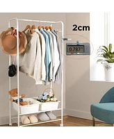 Unho Metal Clothes Rack with Wheels: Portable Garment Organizer with Storage Shelves