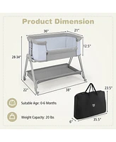 Gymax Baby Bedside Sleeper Bassinet Bed Folding Portable Adjustable Crib w/ Storage