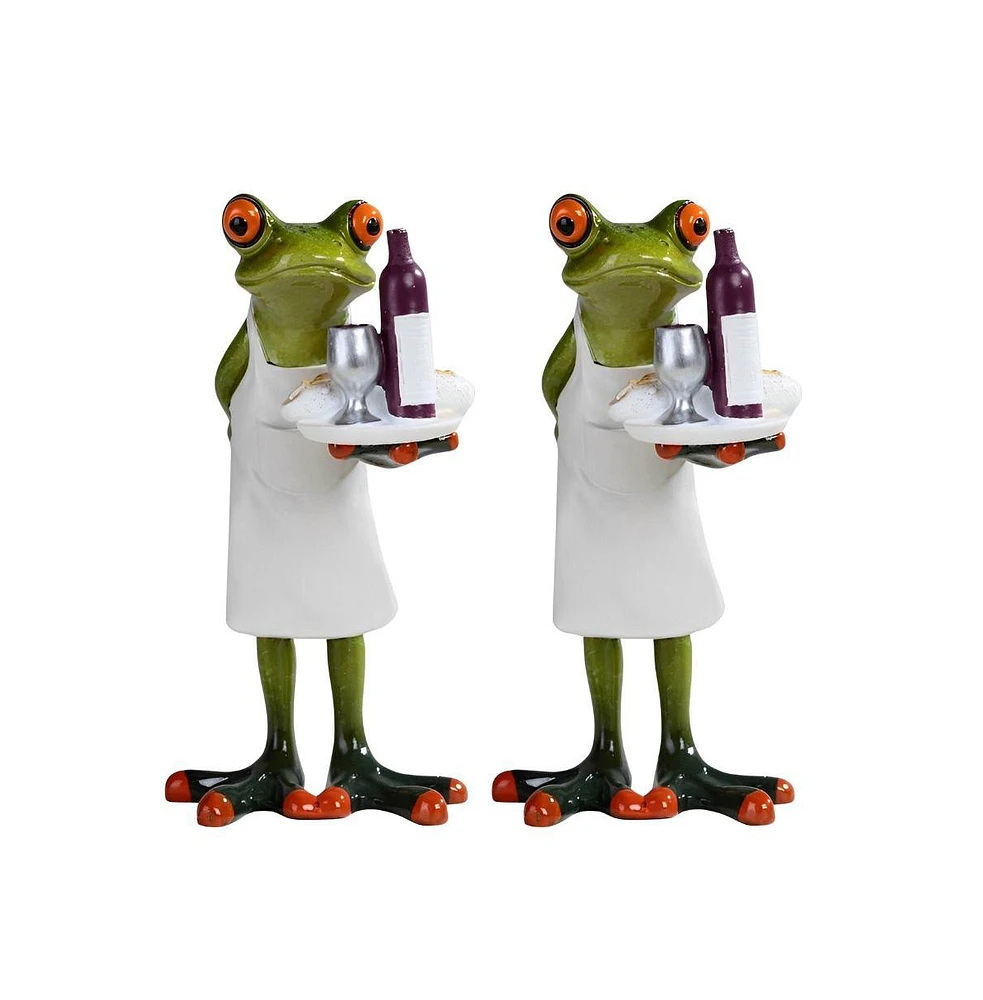 Fc Design "2-pc Gift Set" 6"H Frog Chef Wine Serving Statue Funny Animal Figurine Statue Ornament Home Room Office Decor and Perfect Gift Ideas for Ho