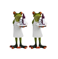 Fc Design "2-pc Gift Set" 6"H Frog Chef Wine Serving Statue Funny Animal Figurine Statue Ornament Home Room Office Decor and Perfect Gift Ideas for Ho