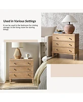 Hulala Home Ugo Transitional 3-Drawer Nightstand with Square Tapered Legs and Metal Knob