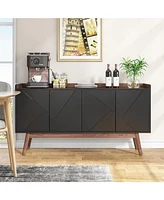 Tribesigns White Sideboard 55" W Modern Buffets & Sideboards Cabinet with Storage, Accent Kitchen Storage for Entryway, Living Room