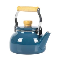 Slickblue 1.5 Qt. Steel Teapot Kettle w/ Glossy Enamel Coating and Wood Handle