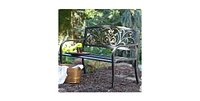 Slickblue Curved Metal Garden Bench with Heart Pattern for Outdoor Charm