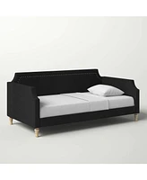 Slickblue Polyester Fabric Upholstered Daybed with Nailhead Trim