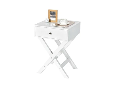 Slickblue X-Shape 1-Drawer Nightstand End/Side Table with Storage for Bedroom or Living Room