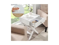 Slickblue X-Shape 1-Drawer Nightstand End/Side Table with Storage for Bedroom or Living Room