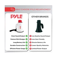 Pyle Mini Compact Megaphone with Siren & Led Light - 800 Yard Range, 30W