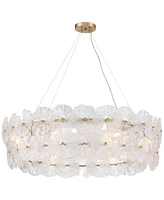 Possini Euro Design Filoli 34 1/2" Modern Pendant Chandelier Ceiling Light Fixture Dining Room Over Table Kitchen Island Foyer Ring Flower 8-Light Gol