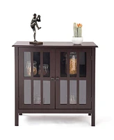 Slickblue Wood Sideboard Buffet Cabinet with Glass Panel Doors