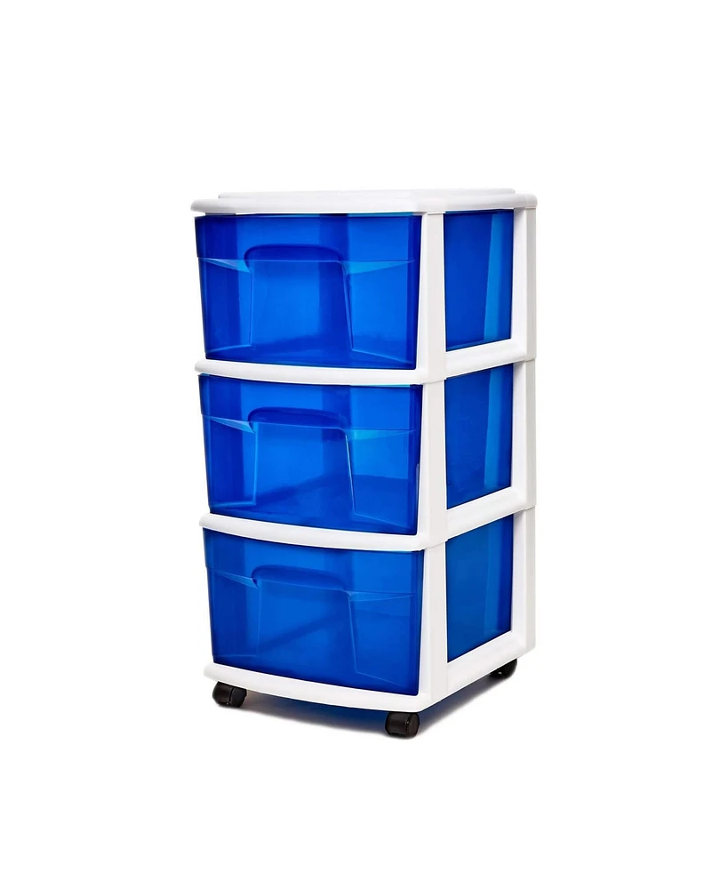 Homz Plastic 3 Drawer Medium Storage Container Tower