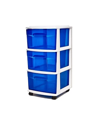 Homz Plastic 3 Drawer Medium Storage Container Tower