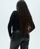 Mango Women's Leather-Effect Straight Trousers