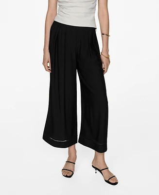 Mango Women's Wide Leg Pleated Pants