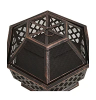 vidaXL Rustic Fire Pit with Poker 24.4"x21.3"x22" Xxl Steel