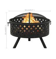 vidaXL Fire Pit with Poker 26.8" Xxl Steel